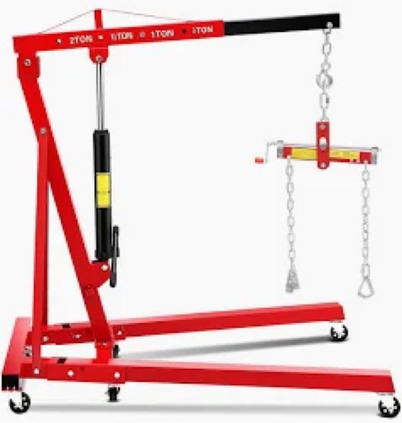 Hipicute 2-Ton Folding Engine Hoist Cherry Picker 4400 Lb Capacity Hydraulic Shop Crane with Telesco