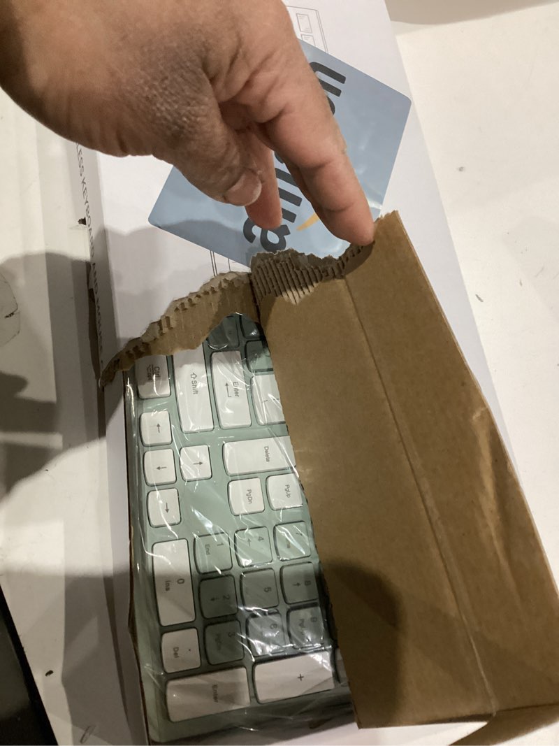 Condition photo showing As Is for Wireless Keyboard and Mouse Combo, Full-Sized Wireless Keyboard and Adjustable DPI Mouse, 2.4GHz USB Receiver, Silent Keyboard and Mouse for PC, Windows, MAC, Desktop, Laptop (Avocado Green)