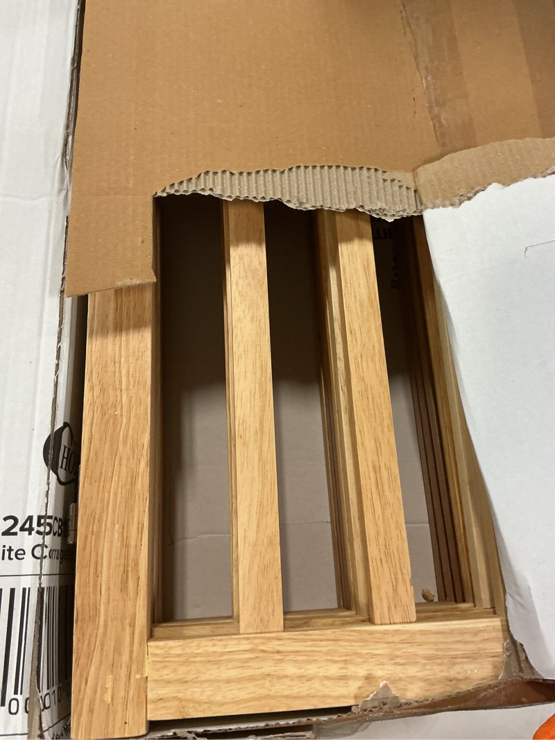 Condition photo showing Good Condition for lzrs 6-panel extra-wide freestanding wooden dog gate indoor – 24”high foldable safety pet barrier for doorways, hallways, kitchens, durable design fit small to medium dogs, natural natural 24"height-6 panel