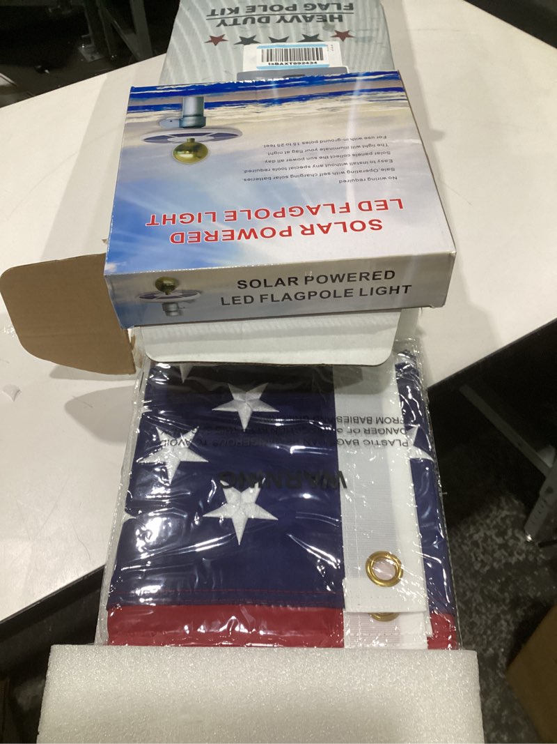 Condition photo showing Good Condition for 25ft heavy duty flag pole with solar light,real 11 gauge aluminum, 2.4" large bottom tube,in ground flagpole for outside house,residential & commercial, gift box packaging-120mph wind tested 25ft black