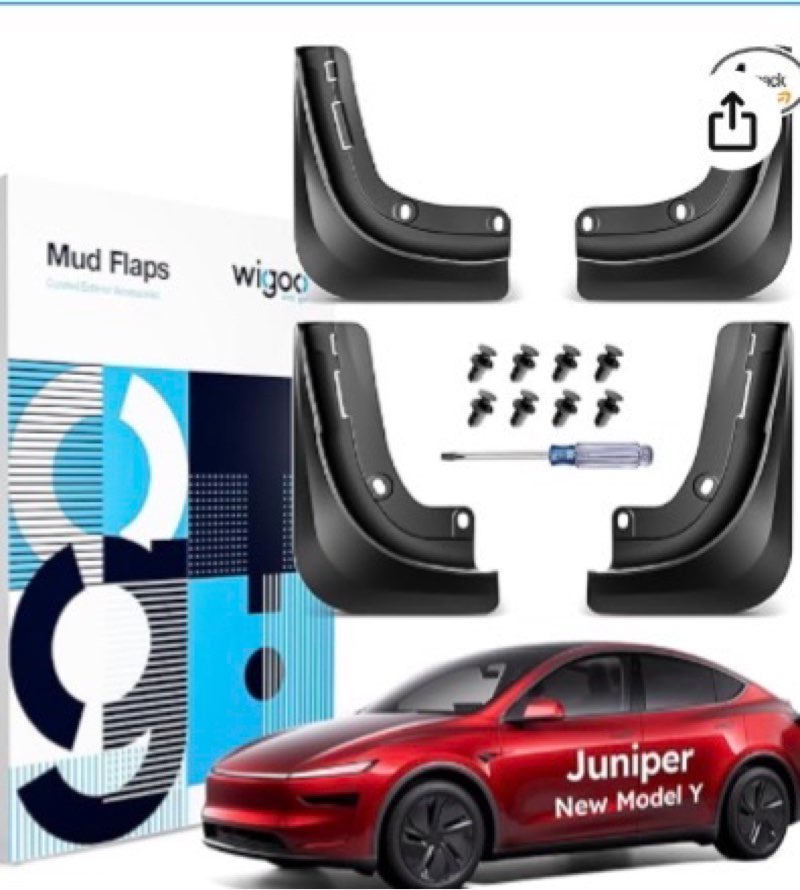 wigoo 2026 new tesla model y juniper accessories mud flaps no drilling [stay clean, protect paint] all weather guards body kits for tesla new model y 2025 2026 juniper, thicker version (set of 3)