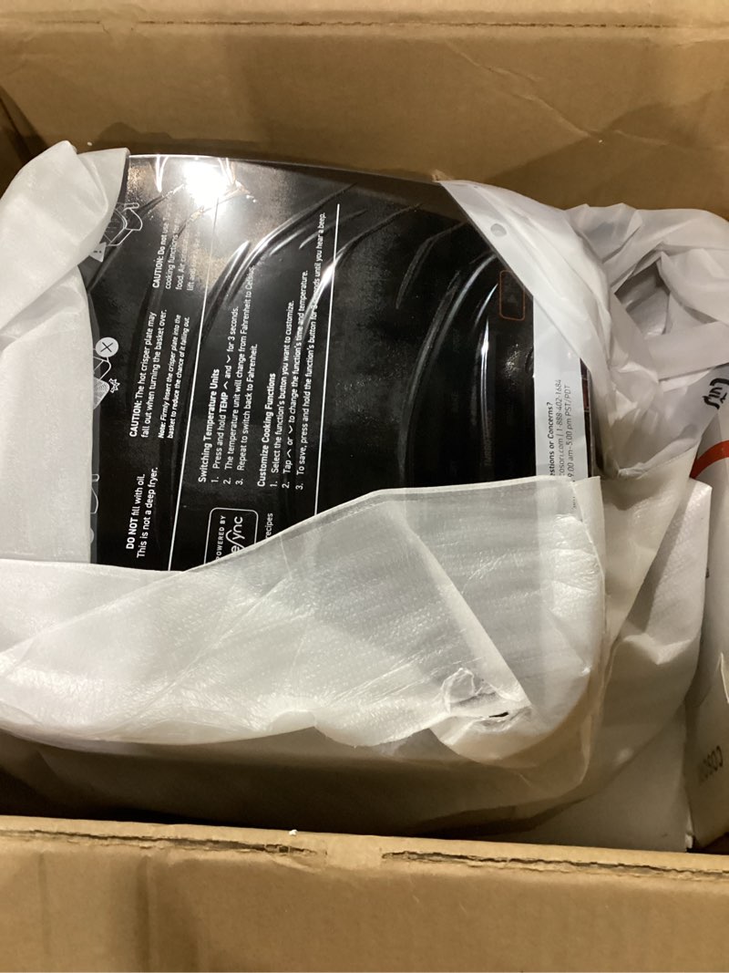 Condition photo showing New/Like New for cosori 9-in-1 turboblaze air fryer 6 qt, premium ceramic coating, 90°–450°f, precise heating for even results, air fry, roast, bake, broil, dry, frozen, proof, reheat, keep warm, 120v dark gray 6qt air fryer