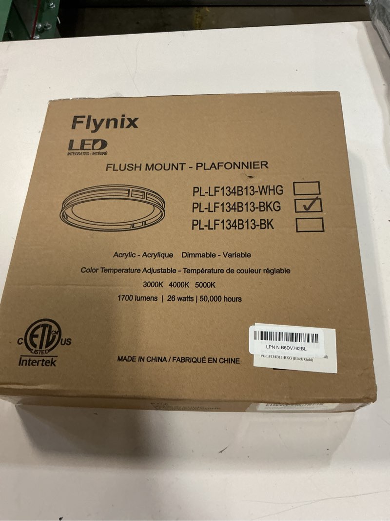 Condition photo showing New/Like New for 13 inch led flush mount ceiling light fixture, 26w, super bright 1700 lumens, 3 color 3000k/4000k/5000k, dimmable ceiling lamp for bedroom hallway bathroom kitchen laundry (black gold)