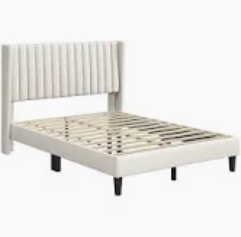 Upholstered Bed Frame with Wing Side