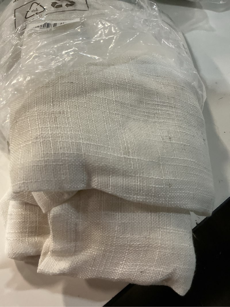 Condition photo showing Good Condition for lamit cream sheer linen curtains 84 inch long, bronze grommet soft linen textured semi sheer drapes with light filtering for living room/bedroom, 2 panels set, 34 x 84 inch 34"w x 84"l (pack of 2) cream