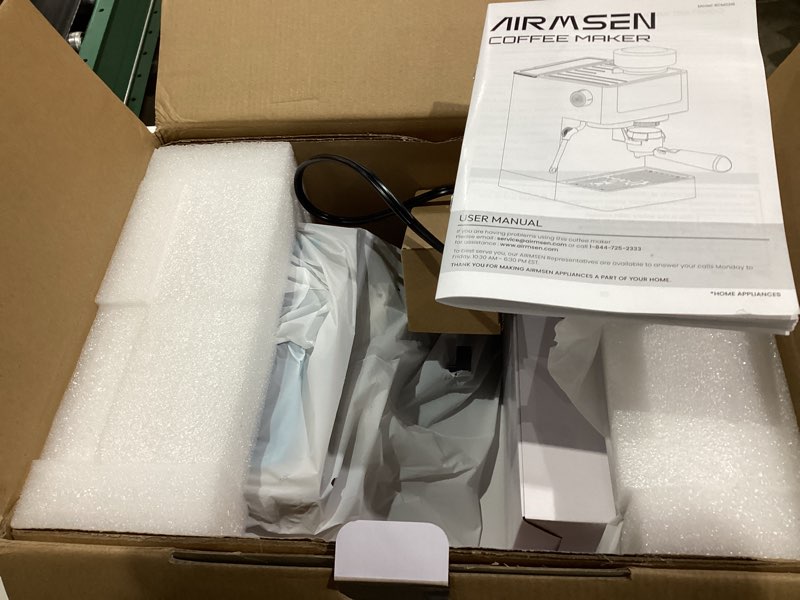 Condition photo showing New/Like New for AIRMSEN 20 Bar Espresso Machine with Automatic Milk Frother, Cappuccino & Latte Coffee Maker with Quick Brew Dual Boiler (1350W + 1000W), Stainless Steel, 60oz Water Tank, Touchscreen