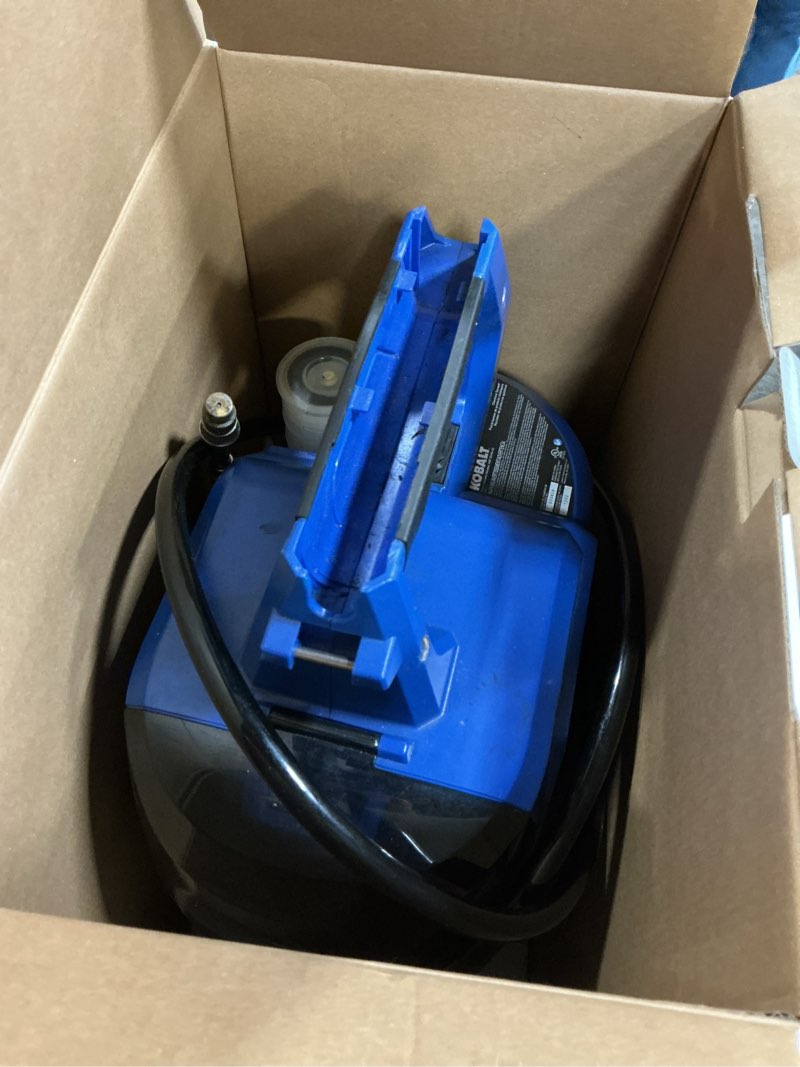 Condition photo showing As Is for kobalt 2.11-gallon plastic pump sprayer