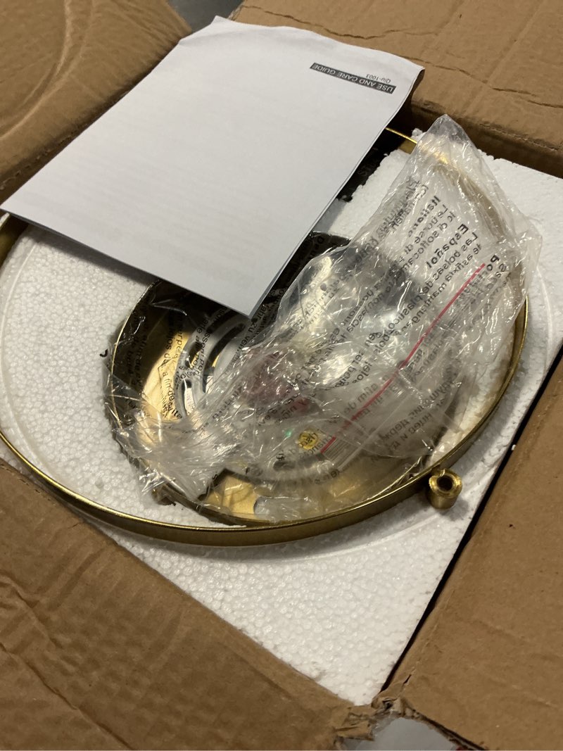 Condition photo showing Good Condition for 10" Modern Semi Flush Mount Ceiling Light Fixture Mid Century Ceiling Light Globe Ceiling Light Fixture with Milk Glass Shade Brass Finish for Kitchen Island Hallway Living Room (Bulb Incl.) Gold 10 inch