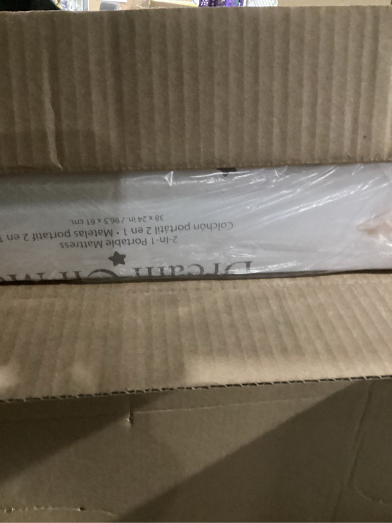 Condition photo showing Good Condition for Dream On Me Holly 3” Mini/Portable Crib Mattress, Greenguard Gold & BSA Certified, Fits Portable & Mini Cribs, Lightweight Fiber Core, Waterproof Vinyl Cover (38"x24"x3")
