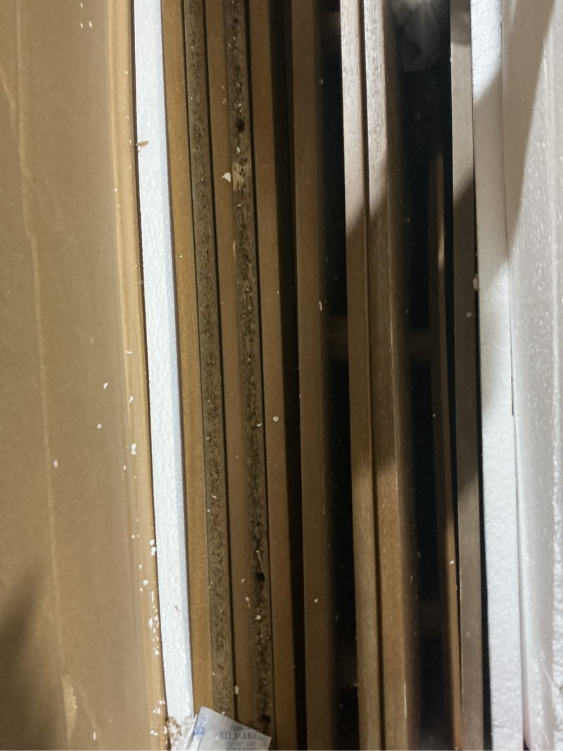 Condition photo showing Good Condition for Nathan James Iris Mid-Century Arched Storage Cabinet Natural Brushed Light Brown: Veneer Surface, Fixed Shelf, Wood Frame