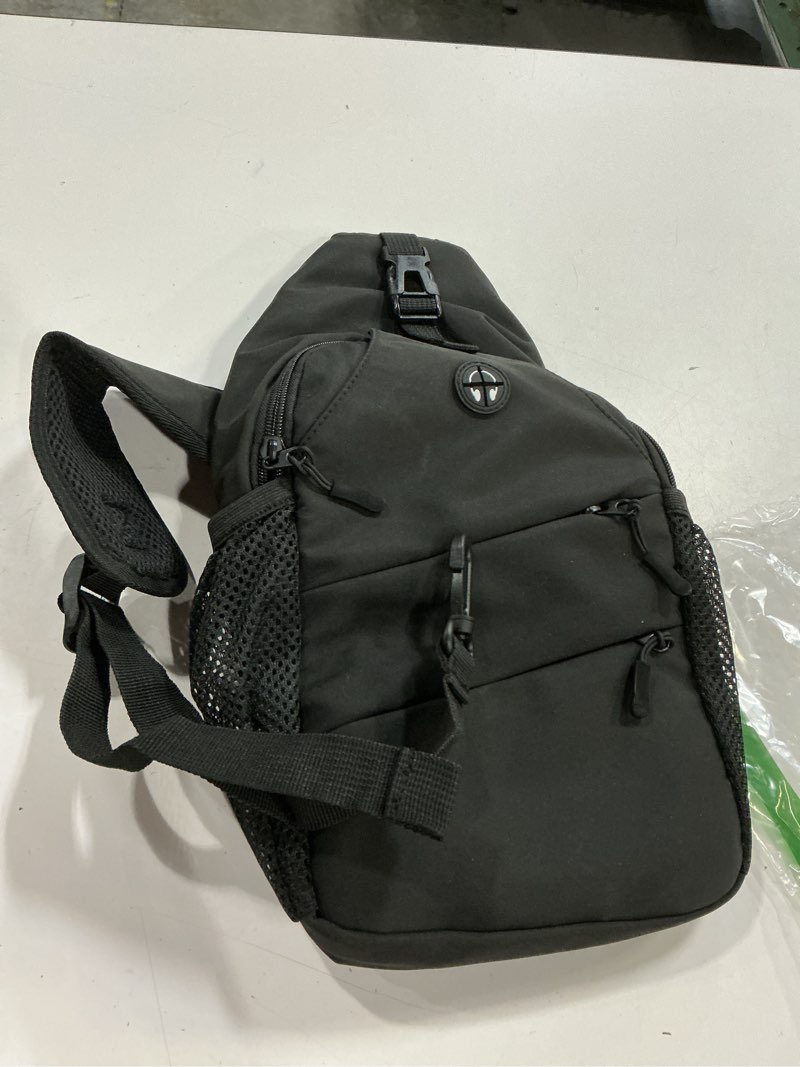 Condition photo showing New/Like New for Crossbody Bags for Women Men Trendy Sling Bag Backpack Casual Chest Bag with Convertible Shoulder Strap Medium Black