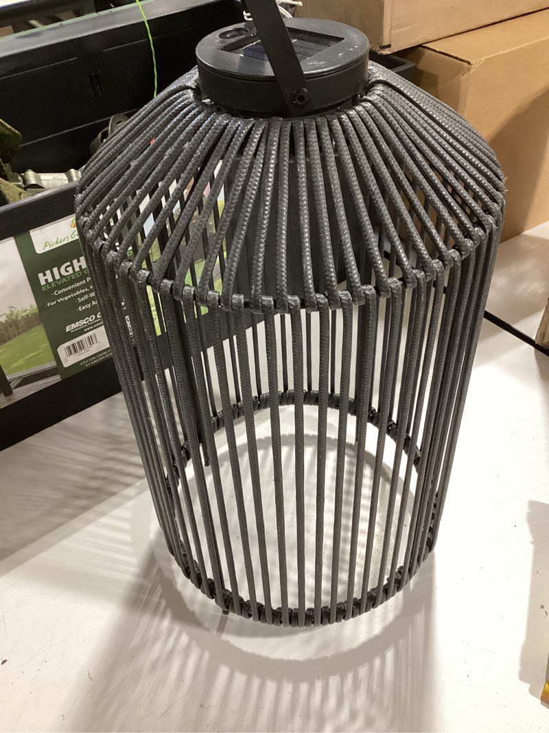 Condition photo showing Good Condition for origin 21 28-in x 10-in black metal solar outdoor decorative lantern