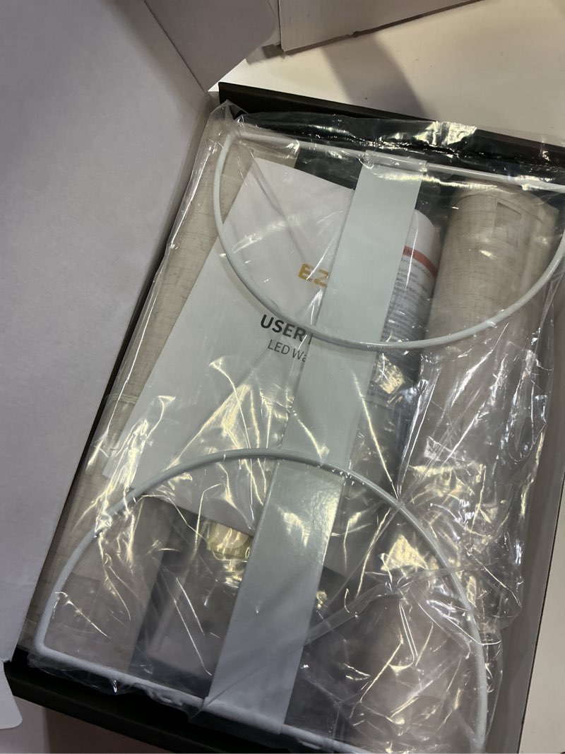 Condition photo showing New/Like New for ezvalo battery operated wall sconce, rechargeable wall sconces set of two with remote, 3 color & 80 rgb wireless wall mount light, dimmable, timer, peel and stick, fabric linen wall lights for bedroom