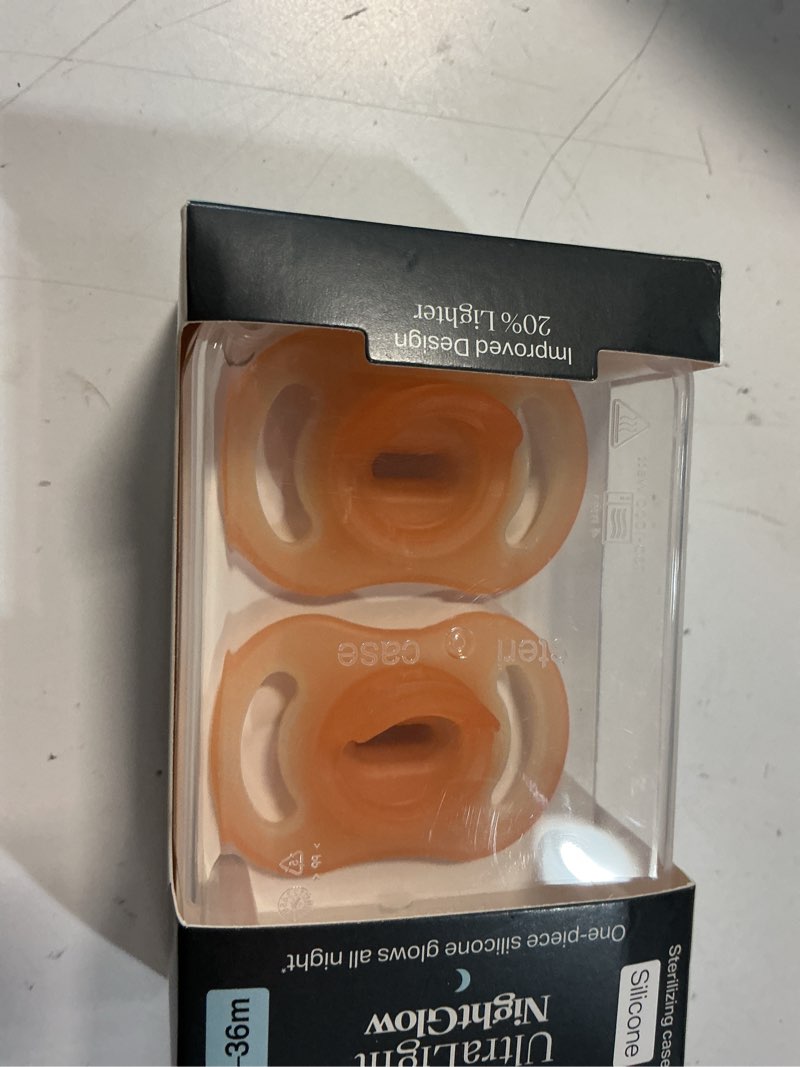 Condition photo showing Good Condition for tommee tippee ultra-light stayput nightglow pacifier, 18-36 months, 2 pack, soft skin feel, extra air flow