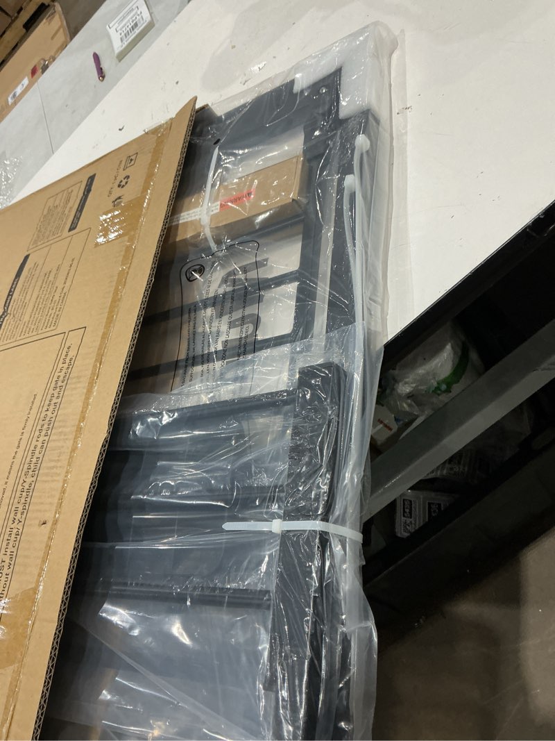 Condition photo showing Good Condition for mumeasy 29.7-40.6" baby gate for stairs, auto close dog gate for doorways, pressure mounted no drill pet gate with easy walk thru door, double lock, black black 29.7-40"w x 30"h