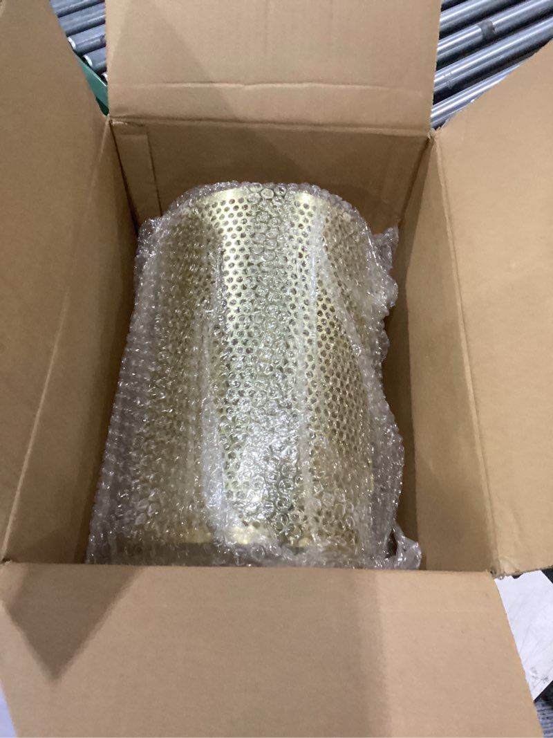 Condition photo showing New/Like New for vivohome 11 inch x 8 inch brass plated raffle drum lottery spinning drawing with wooden turning handle holds 2500 tickets small 11 inch x 8 inch