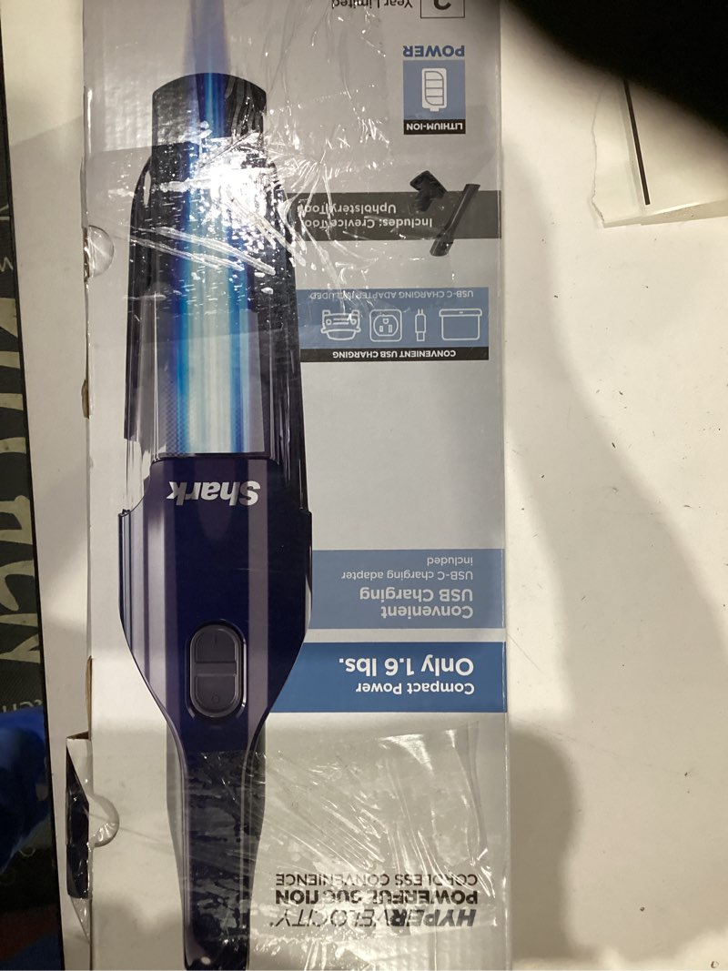 Condition photo showing As Is for Shark Cyclone PET Handheld Vacuum with 8" Crevice Tool, HyperVelocity Suction, Navy Blue/Grey, CH701 Cyclone w/ 2 attachments