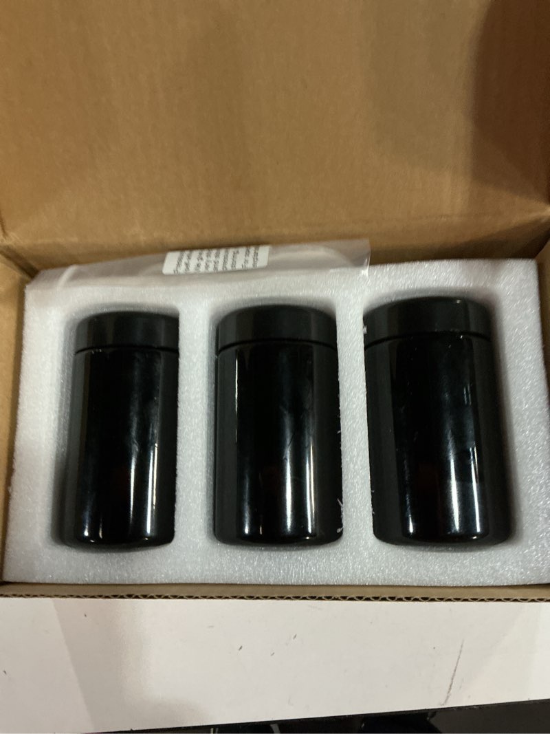 Condition photo showing New/Like New for 100g black ultraviolet glass jar with lid,100 ml airtight smell proof container,refillable containers jar,ideal for long term storage oil,coffee,spices (b capacity: 100ml 3-pcs)