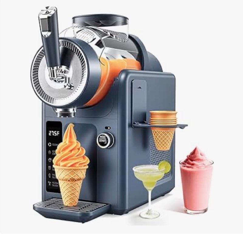 syintao slushie machine no ice needed, 2-in-1 frozen drink & soft serve ice cream maker, self-chilli