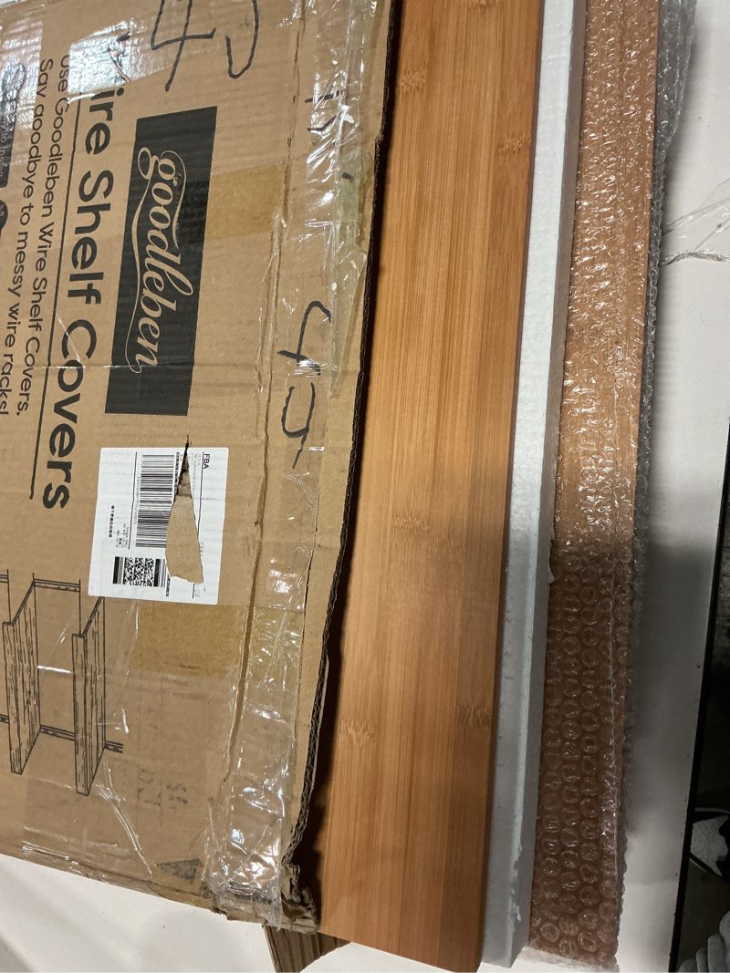 Condition photo showing New/Like New for wire shelf covers, bamboo wire rack covers for home kitchen, office organization pantry and closet (5pcs, 24" w x 16" d)