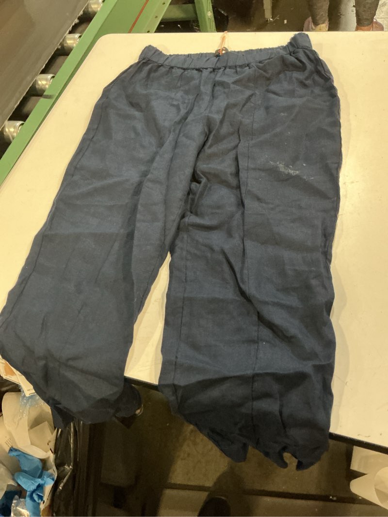 Condition photo showing As Is for quince navy cropped 100% european linen pants small