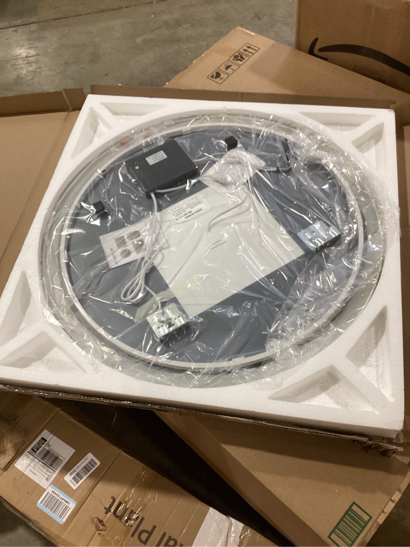 Condition photo showing Good Condition for S'bagno 32" Round Gold LED Mirror for Bathroom With Frontlit & Backlit, Metal Frame, Anti-Fog, Stepless Dimmable, 3 Colors Temperature Vanity Mirror Gold-round 32"L x 32"W