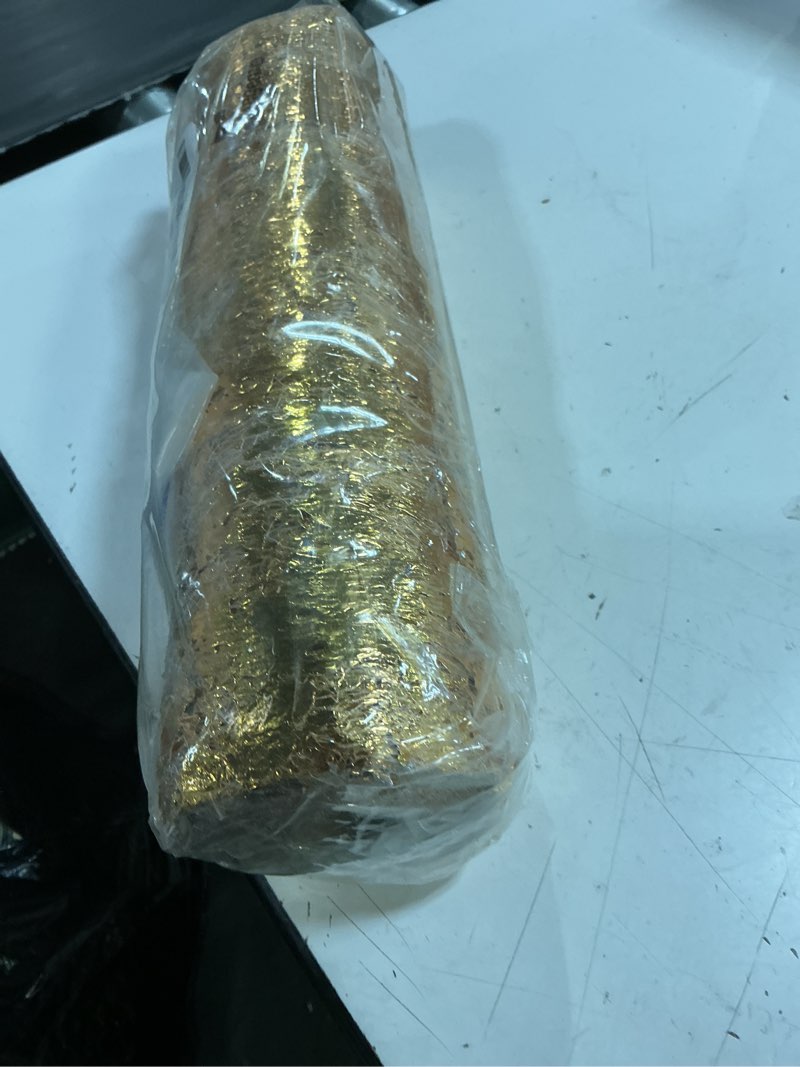 Condition photo showing Good Condition for tegeme metallic gold table runner 11 inch x 99 feet glitter metallic foil thin decor gold fabric sequin table decorations with scissors and soft ruler for celebrations birthdays weddings party