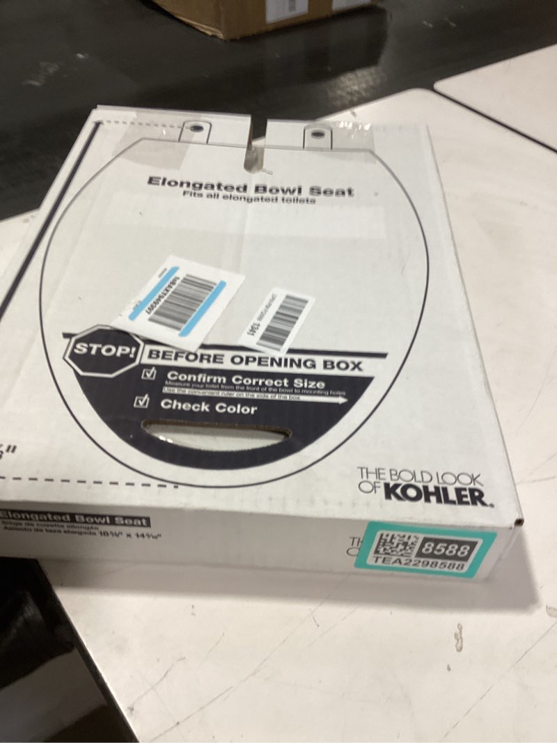 Condition photo showing New/Like New for KOHLER K-4774-96 Brevia Elongated Toilet Seat with Quick-Release Hinges And Quick-Attach Hardware For Easy Clean, Biscuit Elongated Biscuit