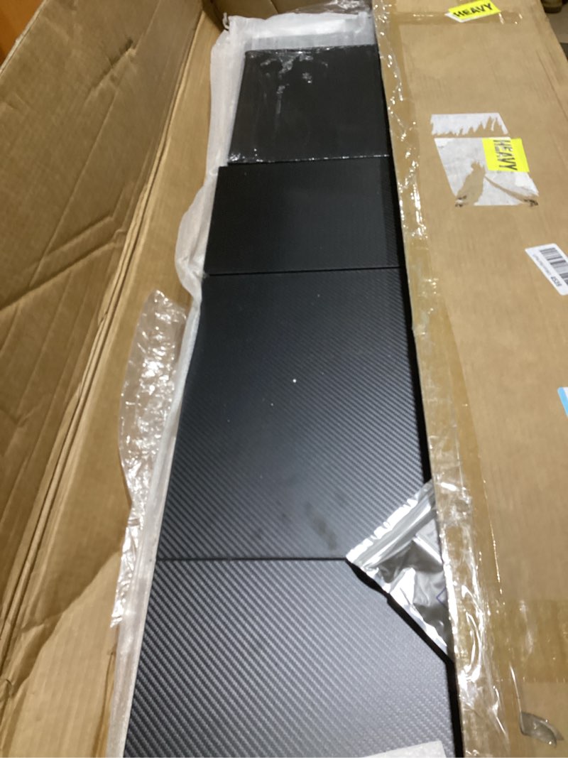 Condition photo showing Good Condition for PRAISUN 61.7" Gaming Desk with LED Lights & Outlets, Computer Desk with 3 Fabric Drawers, PC Desk with PC Case Stand & Movable Storage Shelves, Monitor Stand, Reversible, Carbon Fiber Black