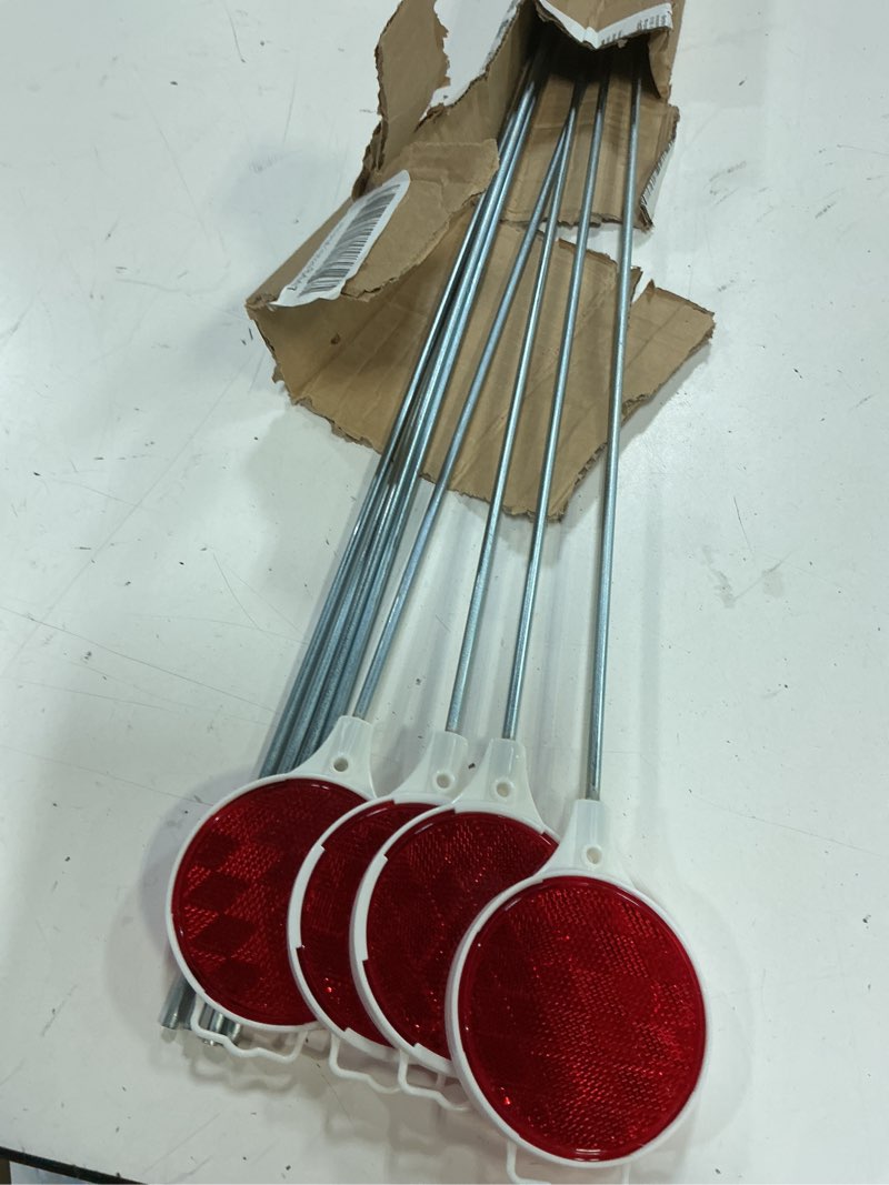 Condition photo showing As Is for czc auto red reflective driveway markers 36.5-inch double sided metal post driveway reflectors for easy visibility at night or any weather 8 pack