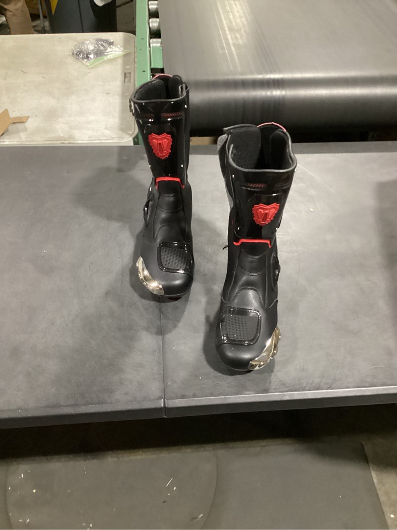 Condition photo showing Good Condition for (unknown size)zeozoom motorcycle riding boots motorcycle leather boots for women and men protection anti slip racing sports 10.5 women/9.5 men black