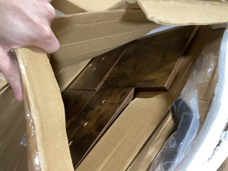 Condition photo showing As Is for Corner Plant Stand Indoor, 6 Tiered Corner Plant Shelf Flower Stand for Multiple Plants, Plant Shelves Organizer Rack for Living Room, Balcony, Patio, Garden, Square Rustic Brown 6 Tier-Square-Rustic Brown SIMILAR NOT THE EXACT ITEM  INCOMPLETE 