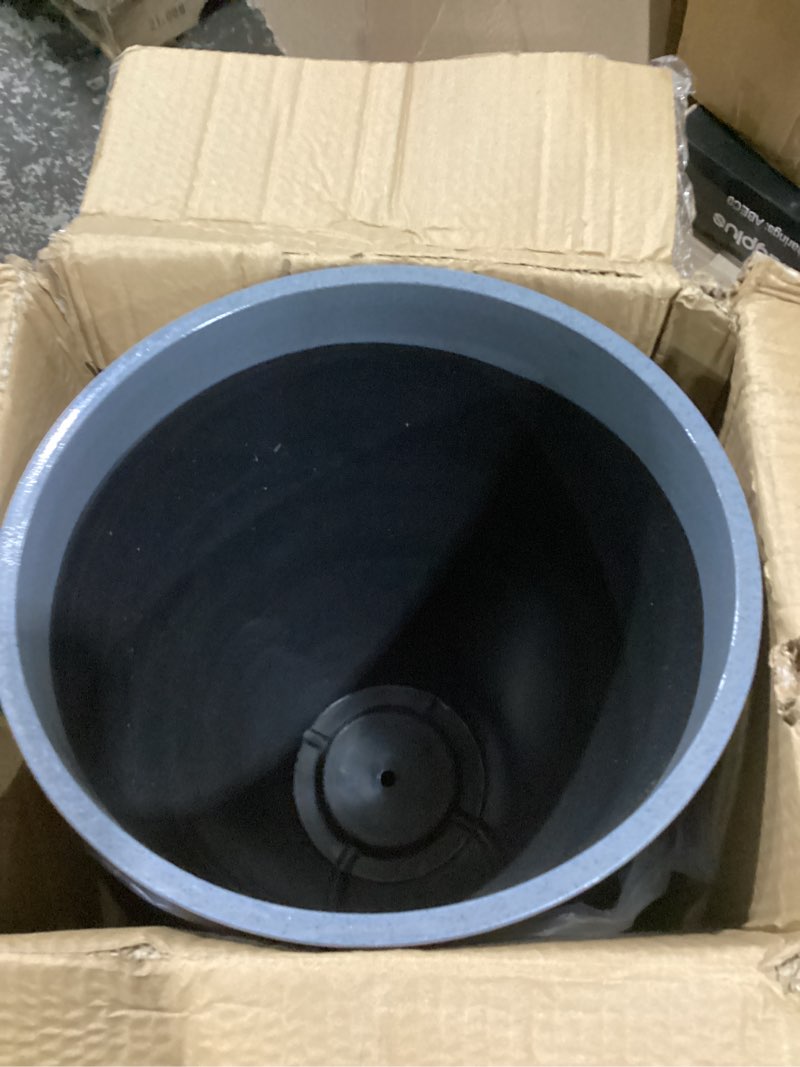 Condition photo showing As Is for qcqhdu 21 inch tall planters for outdoor & indoor plants, 2 pack sturdy plant-flower-tree pots for front porch patio deck living room decor dark grey 21 inch