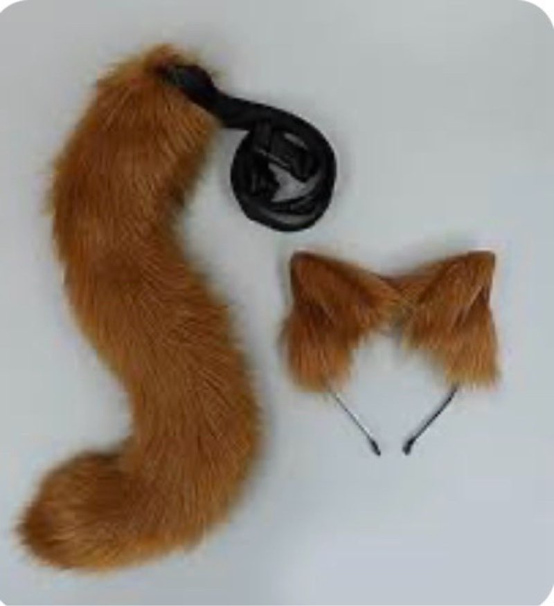 faux fur fox ears and tail set