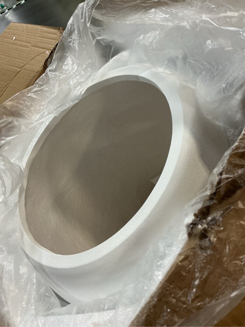 Condition photo showing Good Condition for 13.5 H x 17" Dia (12" Pot Opening) White Round Fiberstone Tall Planter with Drainage Hole, Indoor/Outdoor Large Plant 17in White