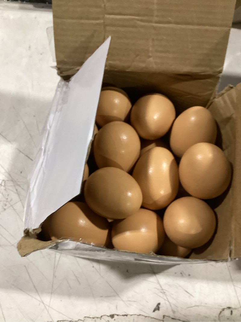 Condition photo showing Good Condition for syhood 24 pcs wooden eggs wood chicken egg for train birds from laying in the nesting boxes & to stop from eating own eggs to lay nesting home easter decor gift kitchen diy craft play (brown color) brown color 24