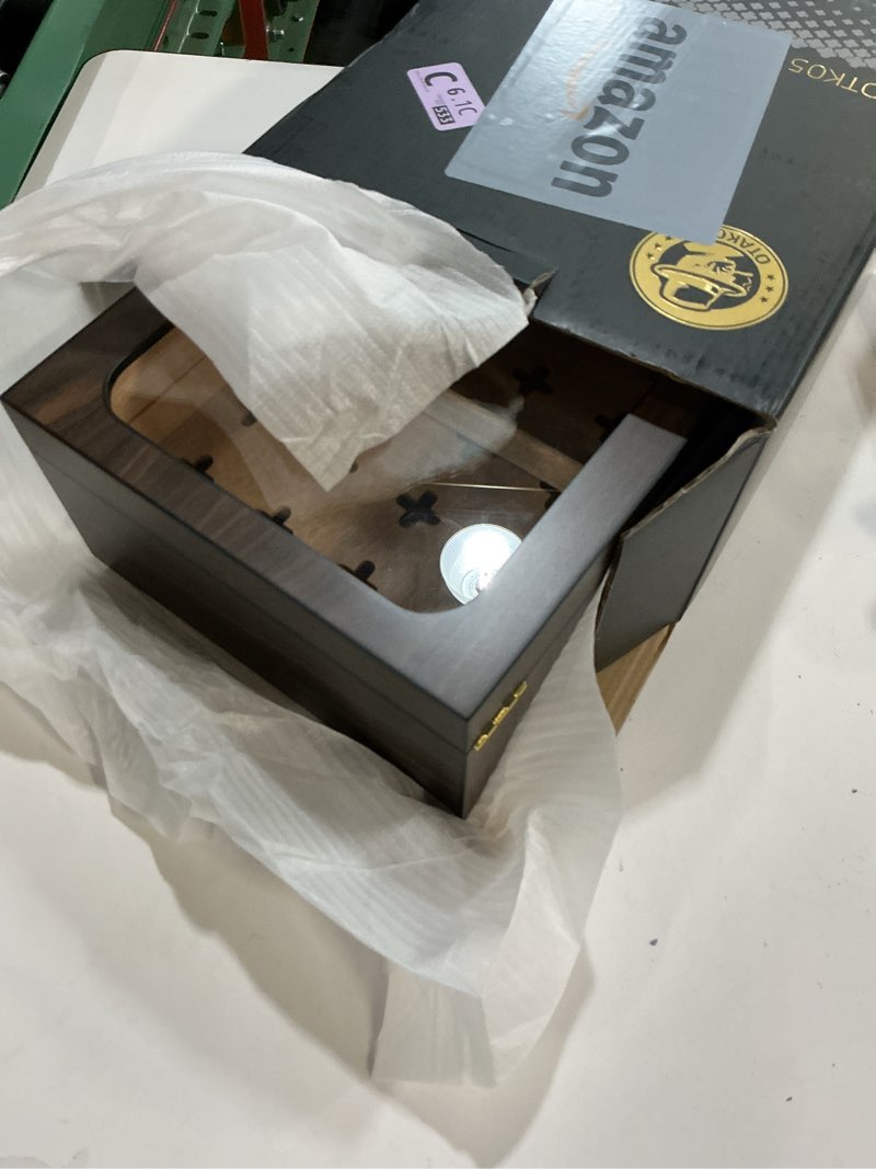 Condition photo showing Good Condition for Cigar Humidor, Modern Glass Top Cedar Humidor Cigar Box with Digital Hygrometer, Humidifier, Handcrafted Cedar Wood Tray and Divider, Cigar Case Holds 25-50 Cigars, Cigar Accessories for Men