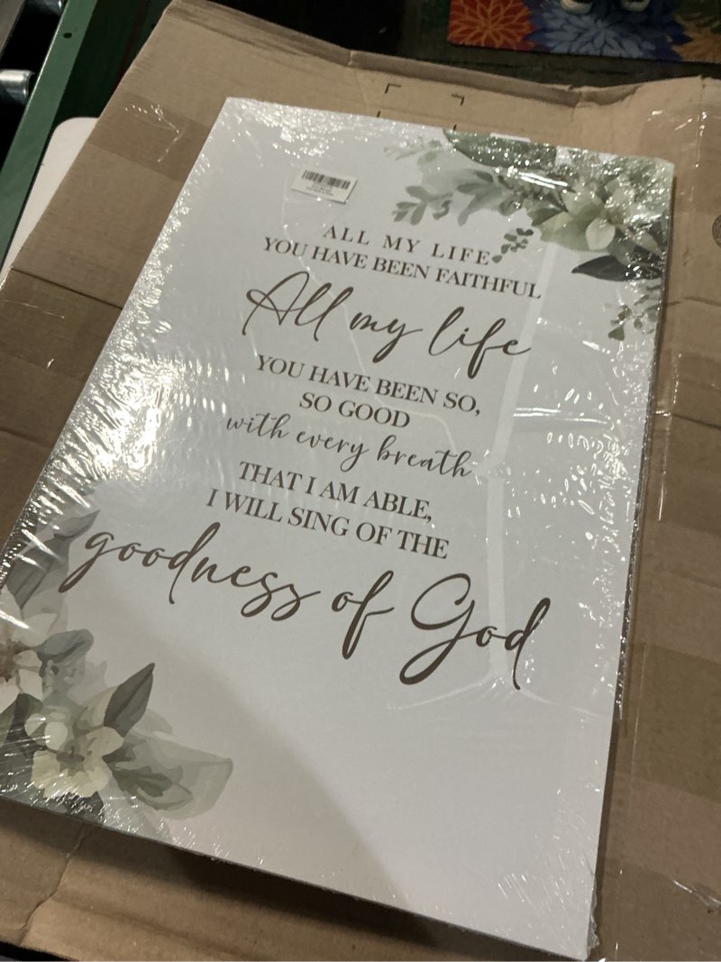 Condition photo showing Good Condition for HIWX Christian Wall Decor, All My Life You Have Been Faithful Bible Verse Botanical Framed Canvas Pa