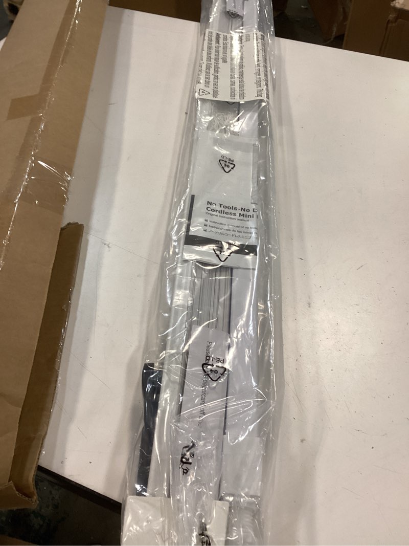 Condition photo showing Good Condition for LazBlinds No Tools No Drill 1" Vinyl Mini Blinds, Cordless Blinds for Windows, Light Filtering Horizontal Window Blinds & Shades, 37" W x 64" H, White Cordless-white 37" W x 64" H