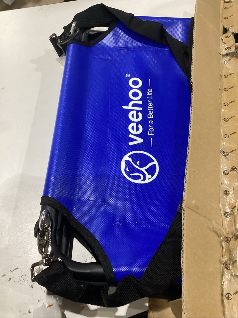 Condition photo showing As Is for veehoo pet rescue stretcher for large dogs, foldable dog gurney with silent wheels, 45"x22" pet transport for emergency, surgery recovery, senior dogs, or hip & joint care support blue large