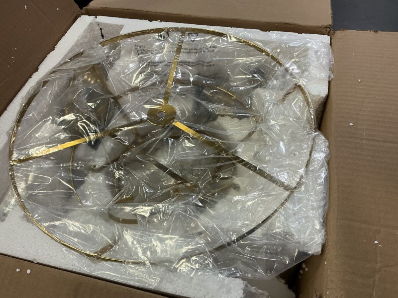 Condition photo showing Good Condition for cvkash 5 -lights crystal gold chandelier fixture modern semi flush mount ceiling light with e12 ceiling lighting for bedroom living room kitchen hallway dining room,d15.35 x h20.07 gold 15.3 inch
