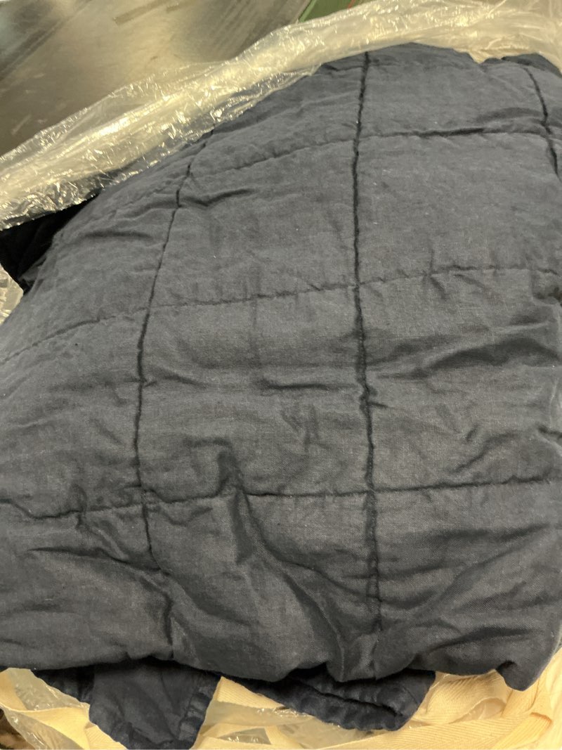 Condition photo showing Good Condition for lightweight european linen box quilt, king/cal king, navy