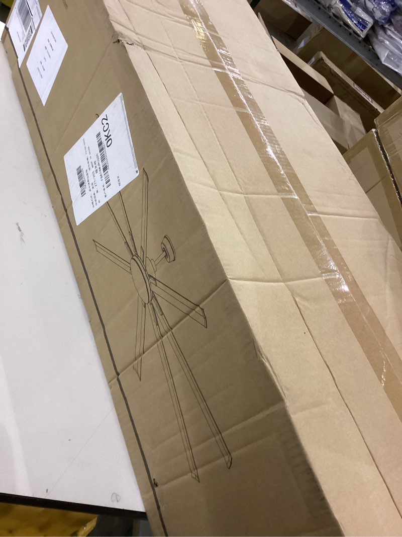 Condition photo showing New/Like New for Modern Ceiling Fans with Lights, 100 Inch Ceiling Fan with Light and Remote,Living Room Library Cafe Outdoor/Industrial, 36W 3CCT 8 Aluminum Blades 6 Speed Reversible Quiet DC Motor, Black Black 100Inch