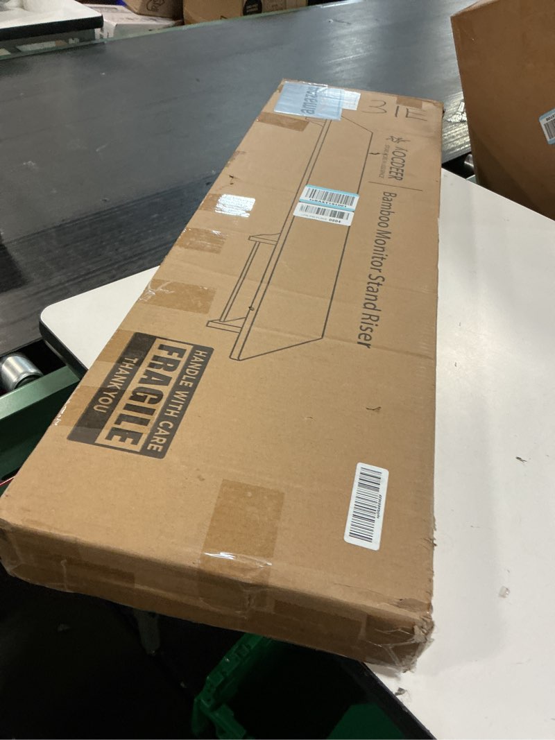 Condition photo showing New/Like New for Bamboo Dual Monitor Stand Riser Black, 2-Tier Desk Monitor Riser for 2 Monitors, Supports for PC Computer Monitor, Printer, Heavy TV Riser up to 300 lbs