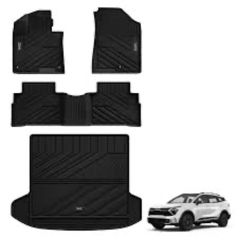 Floor Mats for 2023-2026 Kia Sportage Hybrid Upgrade Trunk Mat with Backrest Mat All Weather TPE Flo