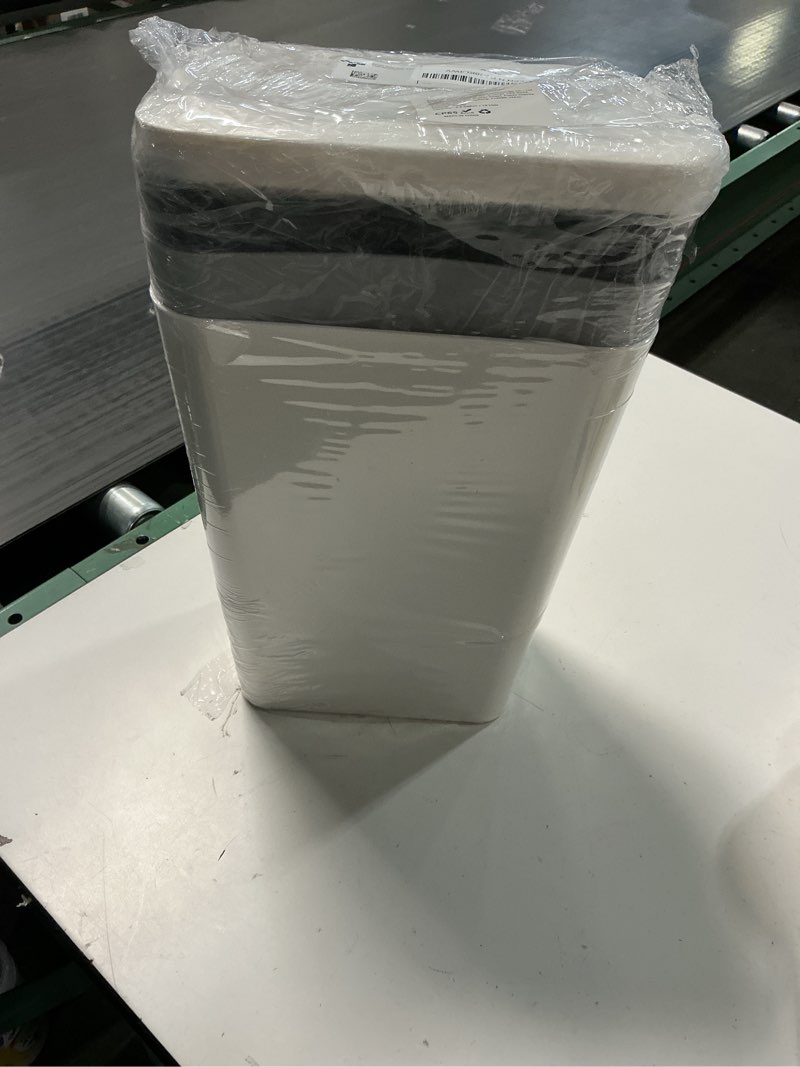 Condition photo showing As Is for N. NETDOT 3 Pack 10L/2.6 Gal Bathroom Trash Can with Lid, Trash Bin with Press Lid, Small Trash Can/Slim Garbage Cans/Waste Basket for Bathroom,Kitchen,Office,Bedroom - Black,Gray,Off White Black-Gray-Off White