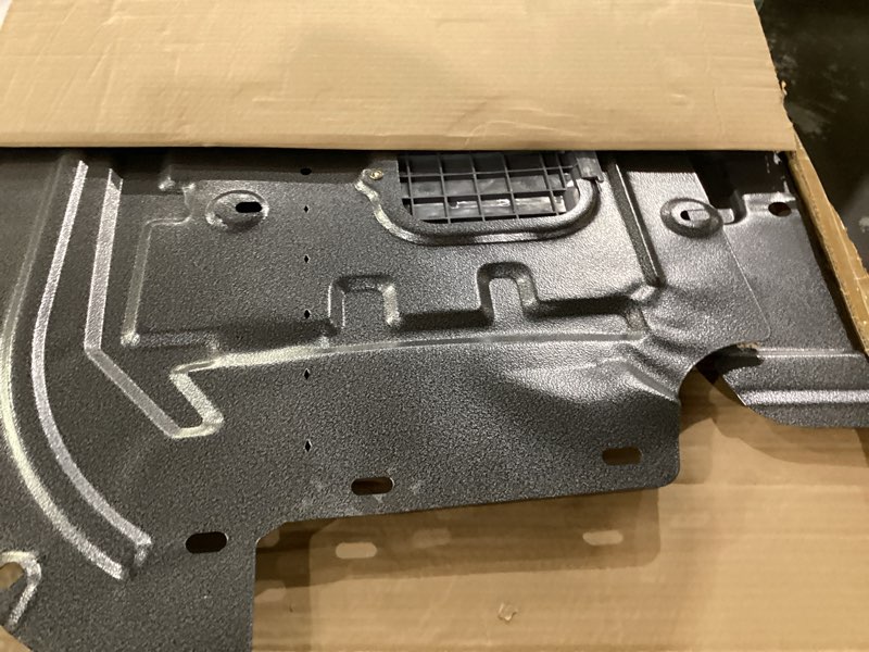 Condition photo showing As Is for alloy steel engine splash shield fit for audi a6 s6 2012-2018 heavy duty front skid plate for radiator, engine & transmission w/screw hardware,service holes & vent design alloy engine & transmission
