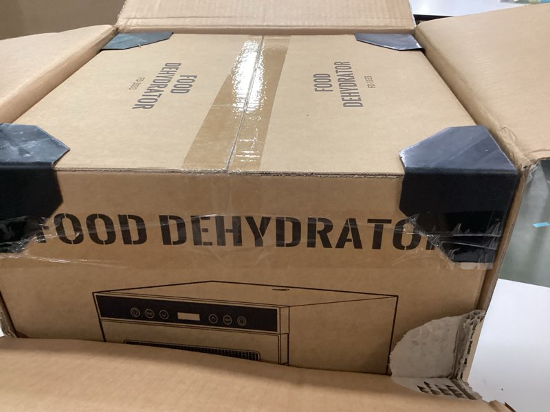 Condition photo showing New/Like New for Food Dehydrator, 650W Powerful Fruit Dryer Machine with Adjustable Timer & Temperature, 8 Stainless Steel Trays, Quiet Operation, for Jerky, Fruits, Herbs, Dog Treats Iron Black+Light Gray