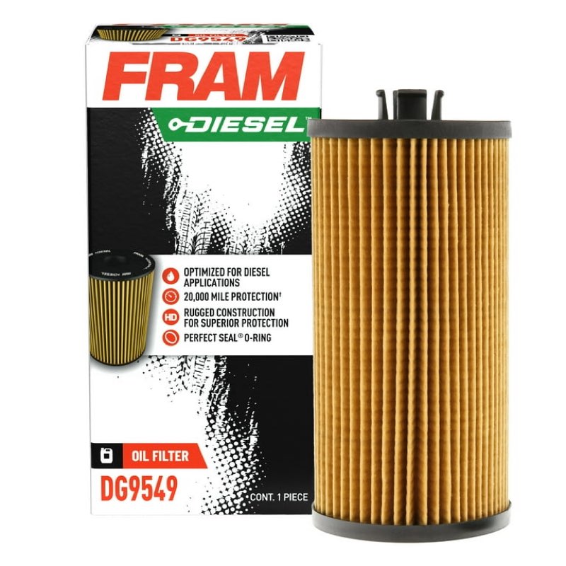 fram dg9549 diesel 20,000 mile oil filter, fits select diesel vehicles