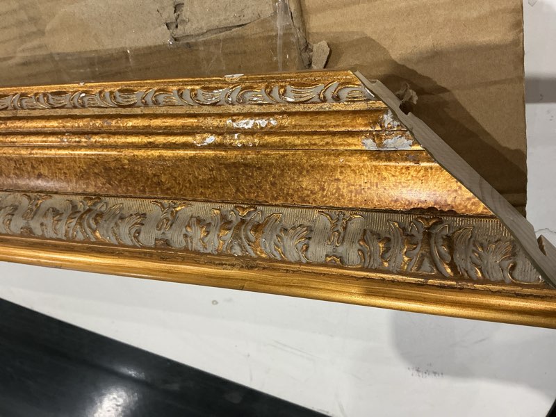 Condition photo showing As Is for 3.6" wide diy vintage frame for 24x36 rococo abstract paintings, traditional wood ornate frames for art lover housewarming birthday wedding grandparents teacher gift, no glass & back (gold) 24x36"
